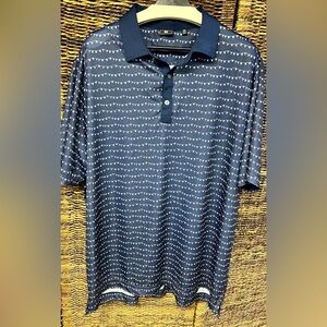 FootJoy- Flag Banner Print, Blue, Size:2XL, Mens Polo‎ Shirt